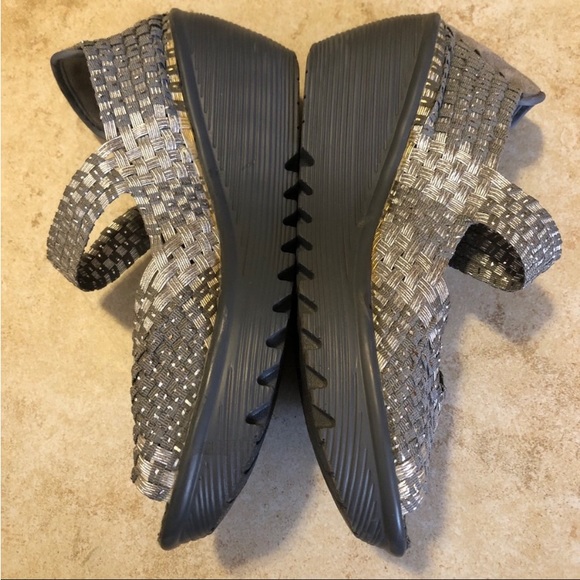 Bernie Mev woven silver open toe rocker shoes size 8.5 - Picture 5 of 8